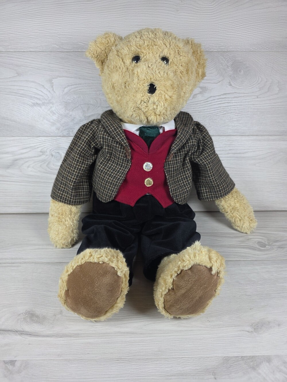 Jcpenney Holiday Bear Plush by Golden Bear Co. 24" w Formal Clothing Vtg SU45